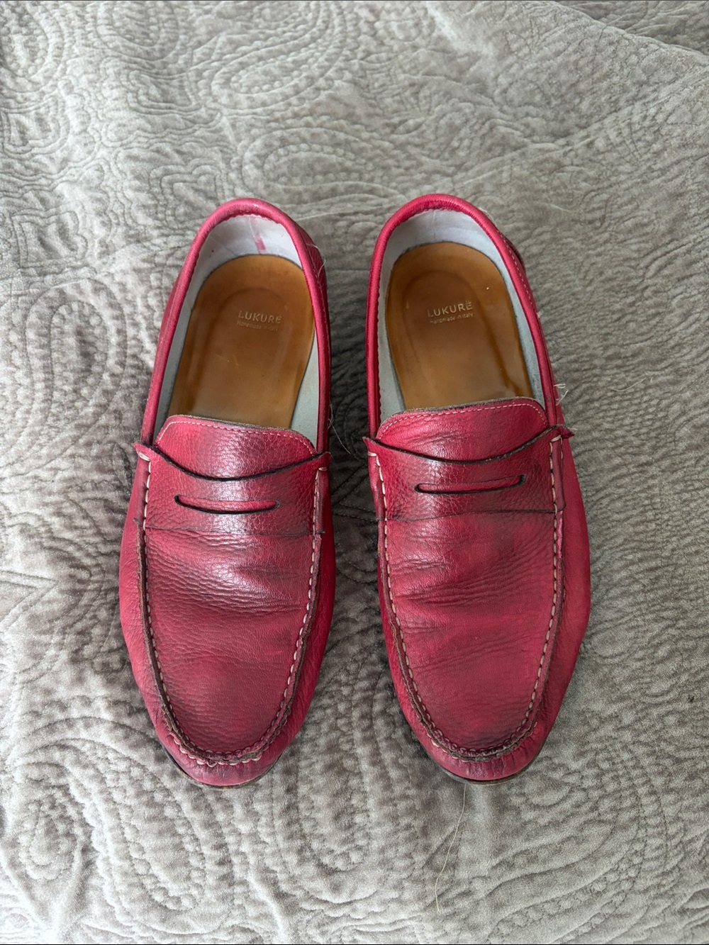 Men’s Red Leather Penny Loafers